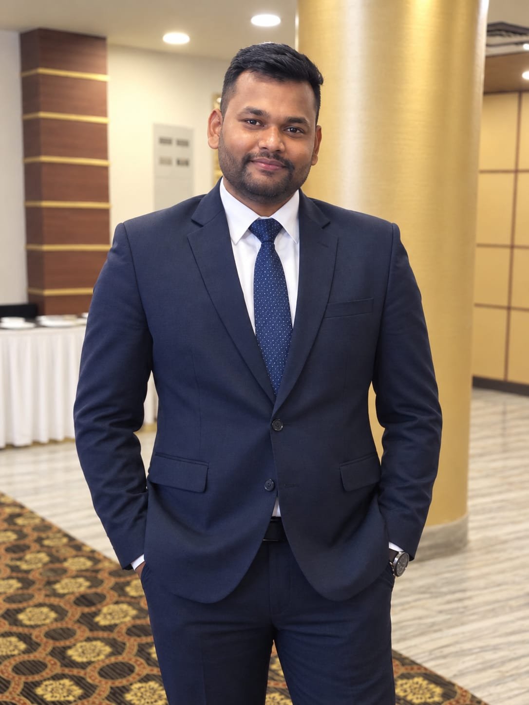 Rupesh Kumar, founder of Tejas Defence Academy, in a blue blazer